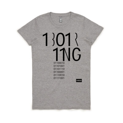 women's boring binary tee - 2023 edition - black print Thumbnail