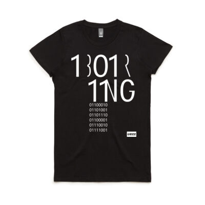 women's boring binary tee - 2023 edition - white print Thumbnail